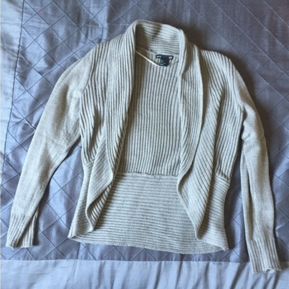 H&M Beige Ribbed Cardigan